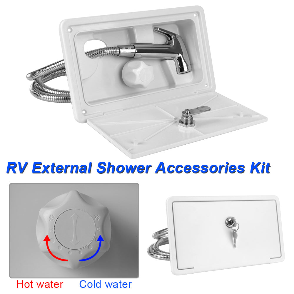 Ducha Exterior para RV con cerradura para barco, Camper, autocaravana, caravana, RV, Kit de caja de ducha.