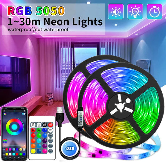 Tira de luces LED USB con Control por aplicación, con cambio de Color, 5050 RGB.