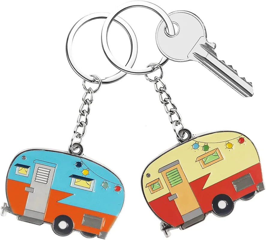 Llavero Camper, regalos de Camping, amantes del campamento, joyería de vacaciones.