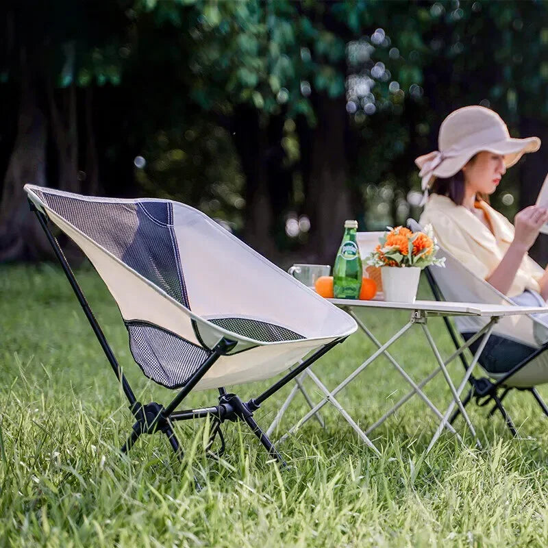 Silla plegable portátil para acampar al aire libre, rodamiento de tubería de acero grueso, 100KG