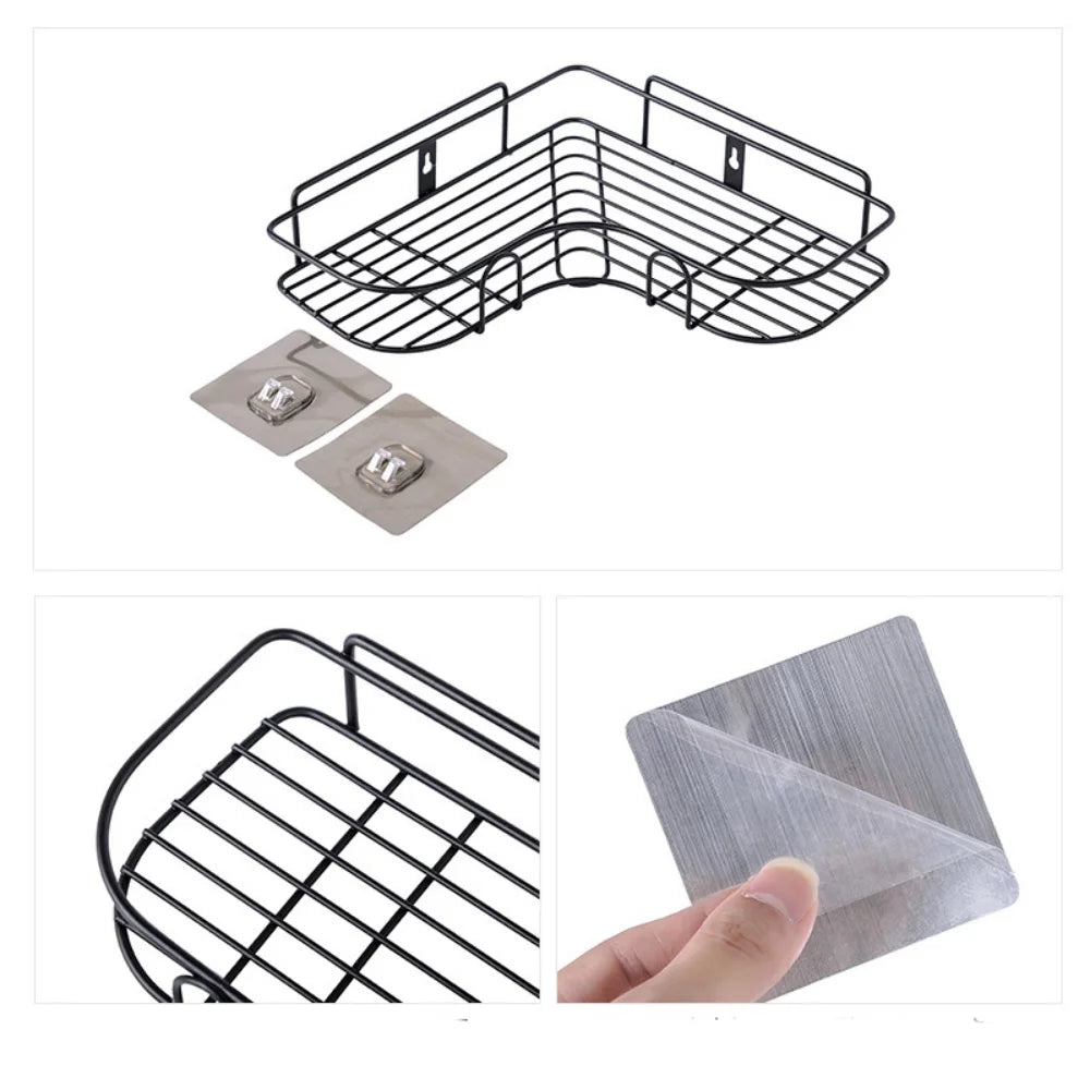 Estante triangular sin perforar, estantería de pared para almacenamiento, 1 piezas