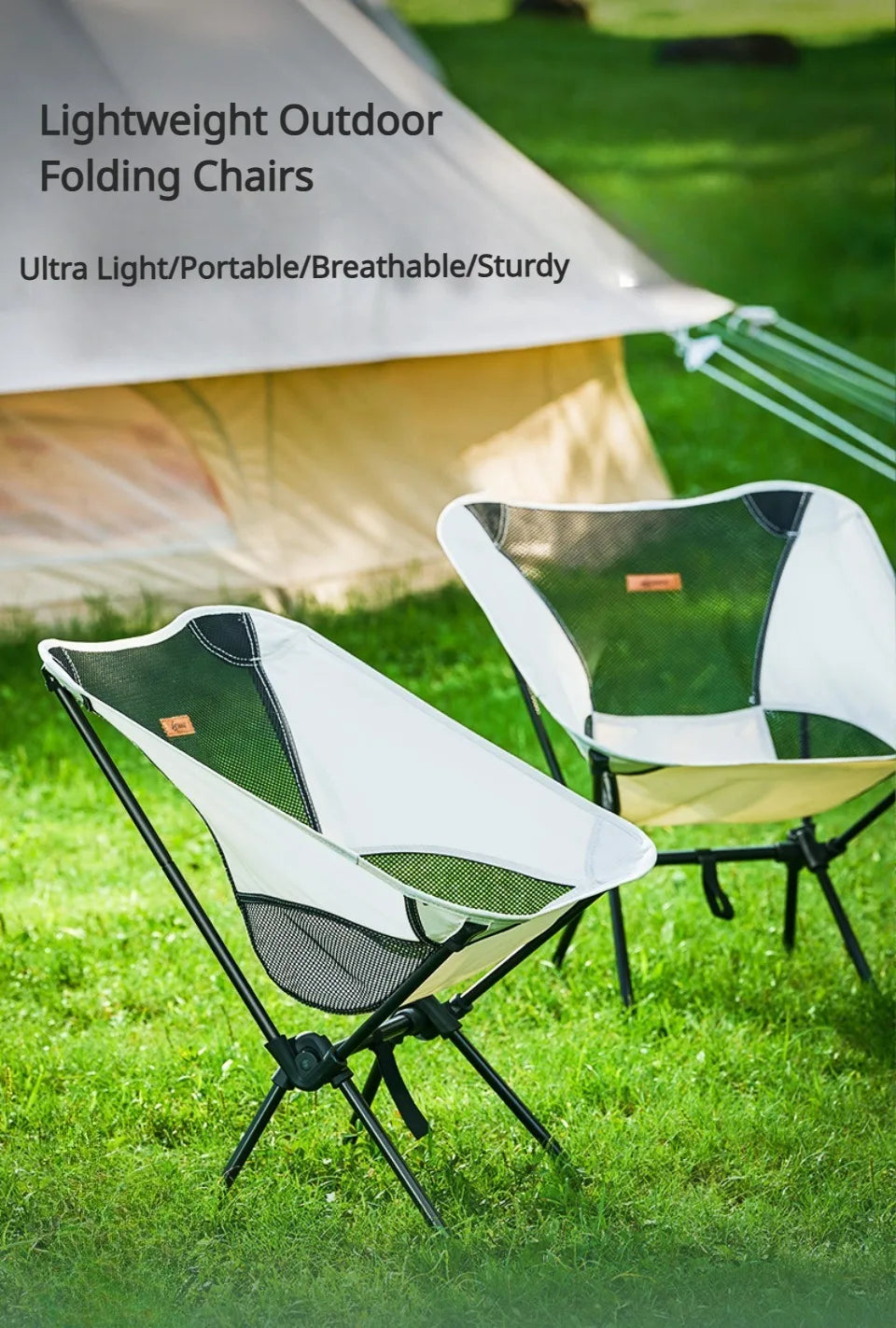 Silla plegable portátil para acampar al aire libre, rodamiento de tubería de acero grueso, 100KG