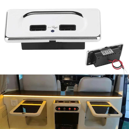 Cargador de doble puerto USB para autocaravana, accesorios electrónicos impermeables, fuente de alimentación de 12V/24V, 3.1A autocaravana.