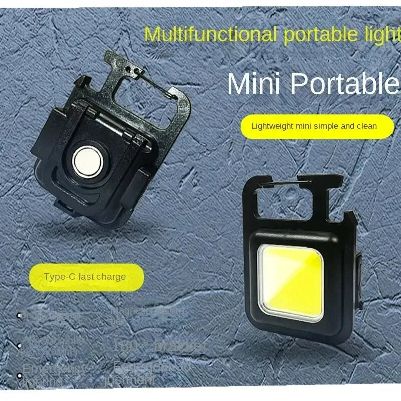 Mini linterna LED portátil, llavero, lámparas de Camping, carga USB.